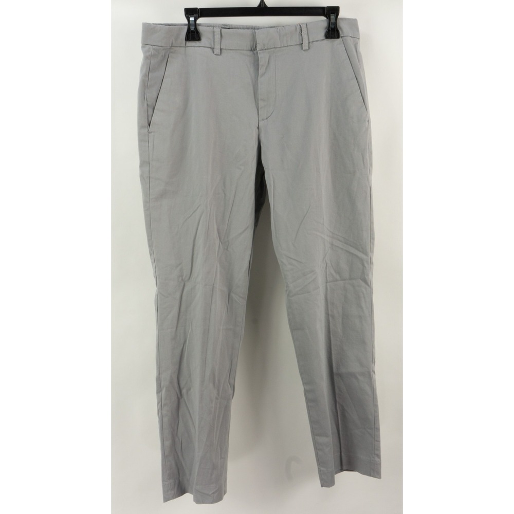 Perry Ellis Portfolio‎ Mens 33x30 Slim Fit Stretch Flat Front Dress Pants Gray